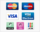 Cards Accepted: MasterCard, Maestro, Visa, Cisa Electron, Switch, Solo, JCB, American Express